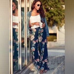 Sweet Pea x New York & Company Floral Palazzo Pants, Size M